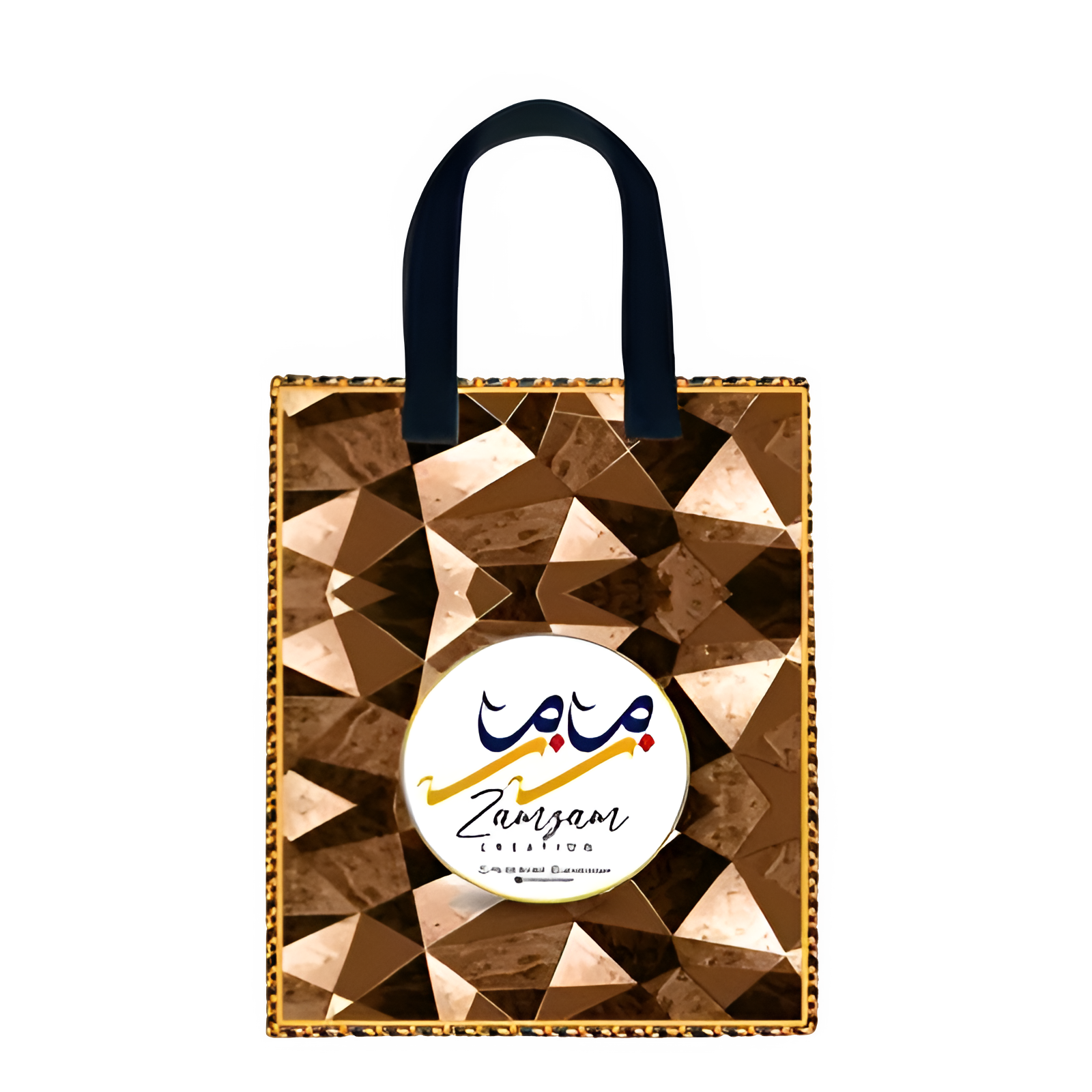 Zamzam Zarqun LLC AL ZARQUN tote bag in beige with black handles, featuring a spacious design and minimalist style.