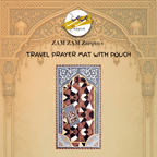 Travel prayer mat by Zamzam Zarqun LLC, compact pocket-sized Islamic prayer mat with intricate patterns, designed for travel use.