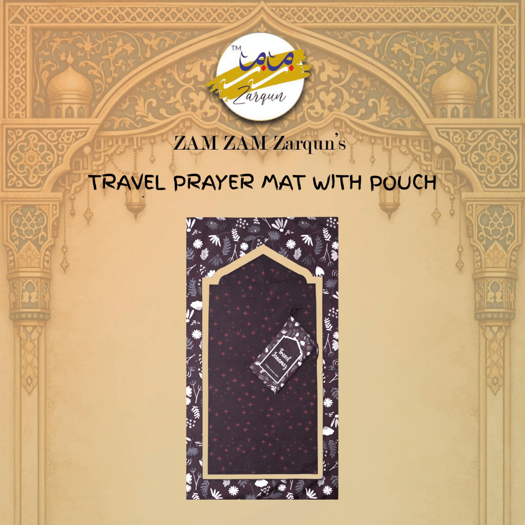 Travel Janamaz prayer mat with twinkle star design, compact and portable for travel by Zamzam Zarqun LLC.