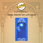 Travel Janamaz Galactic Glow Pocket Prayer Mat by Zamzam Zarqun LLC, compact and portable for prayer on the go.