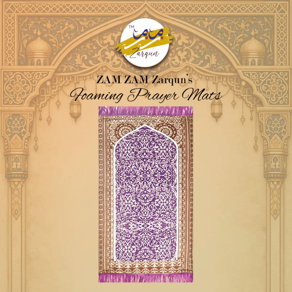 Foaming prayer mat by Zamzam Zarqun LLC with soft, supportive foam surface for comfortable long prayers, shown in the image.