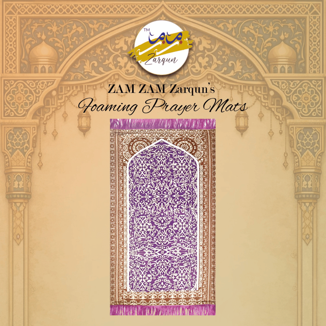 Foaming prayer mat by Zamzam Zarqun LLC with soft, supportive foam surface for comfortable long prayers, shown in the image.