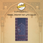 Travel prayer mat with foldable design from Zamzam Zarqun LLC, featuring a compact size and Mahrab Grow Pocket pattern.