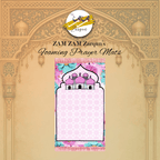 Foam mosque-style prayer mat by Zamzam Zarqun LLC with intricate patterns, designed for comfortable Islamic prayers.