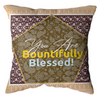 Zamzam Zarqun LLC cushion cover with a vibrant Blissful Blends style, showcasing colorful fabric and decorative stitching.