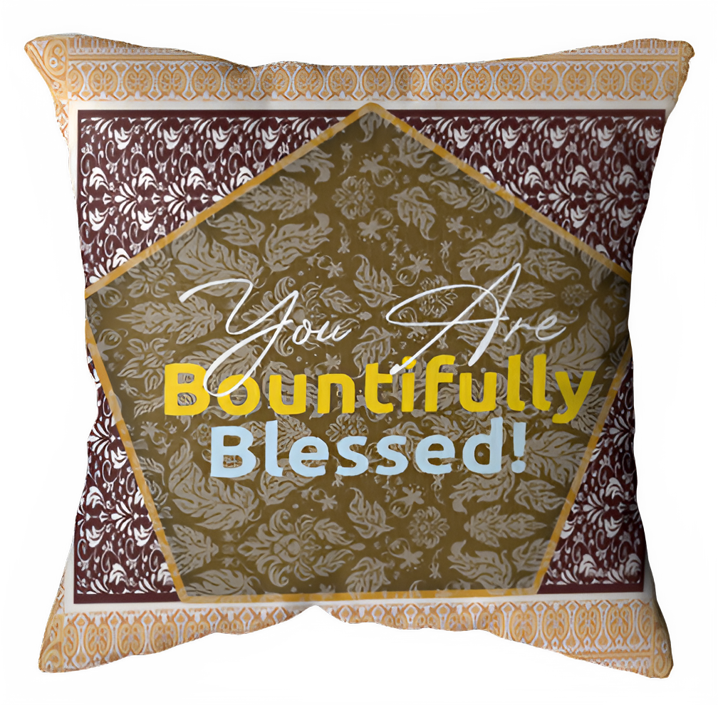 Zamzam Zarqun LLC cushion cover with a vibrant Blissful Blends style, showcasing colorful fabric and decorative stitching.