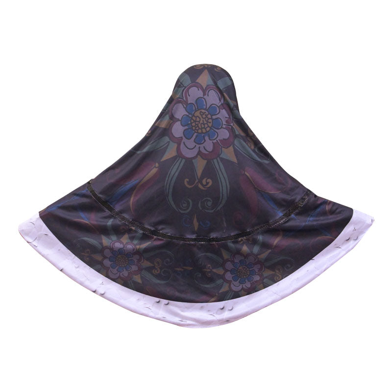 Colorful kids' scarf featuring blooming floral design, made by Zamzam Zarqun LLC, styled for young children.