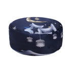 Zamzam Zarqun LLC Stellar Night Prayer Cap, top view showing navy blue fabric and embroidered details, traditional Islamic prayer cap