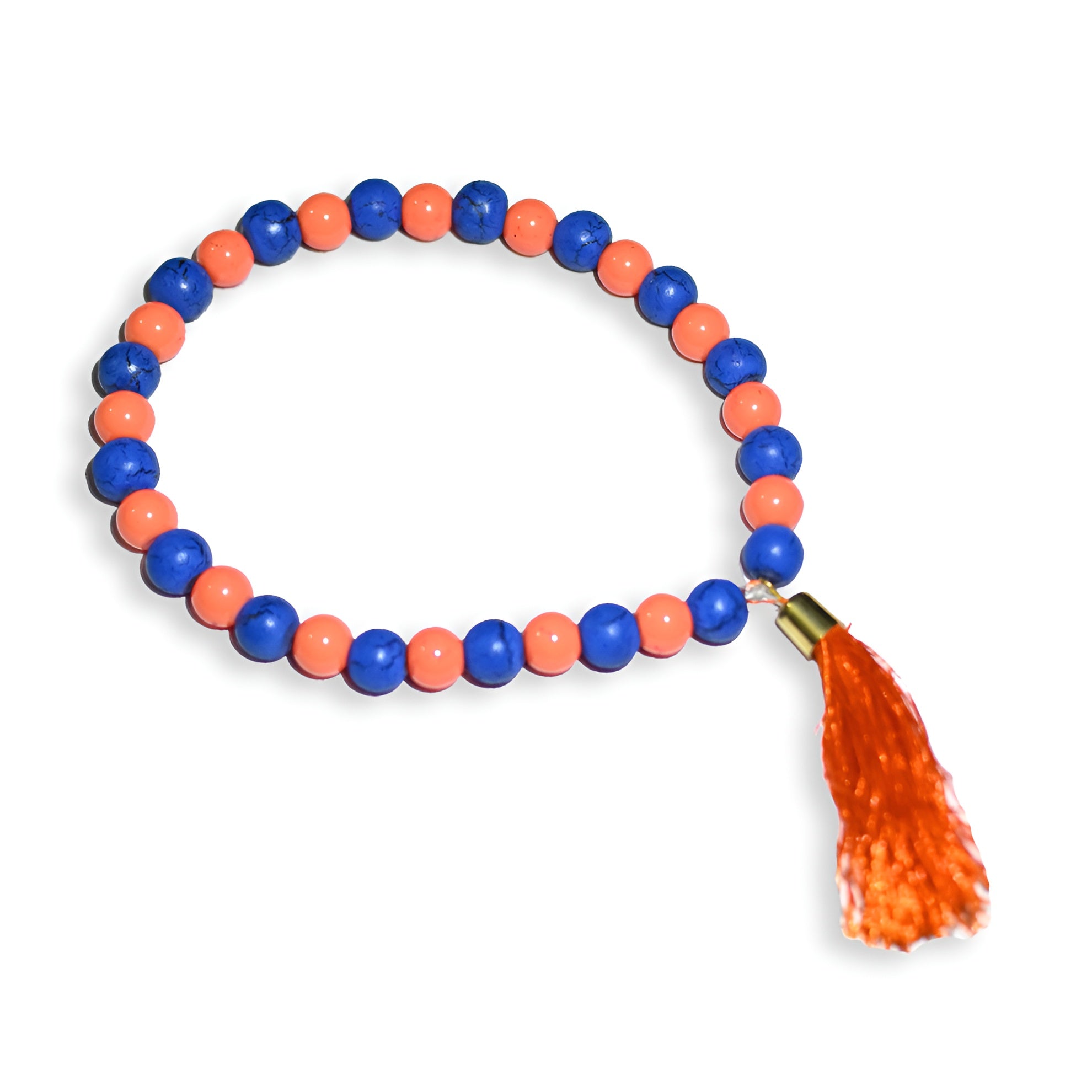 Gold mint prayer beads from Zamzam Zarqun LLC with intricate designs, displayed on a neutral background.