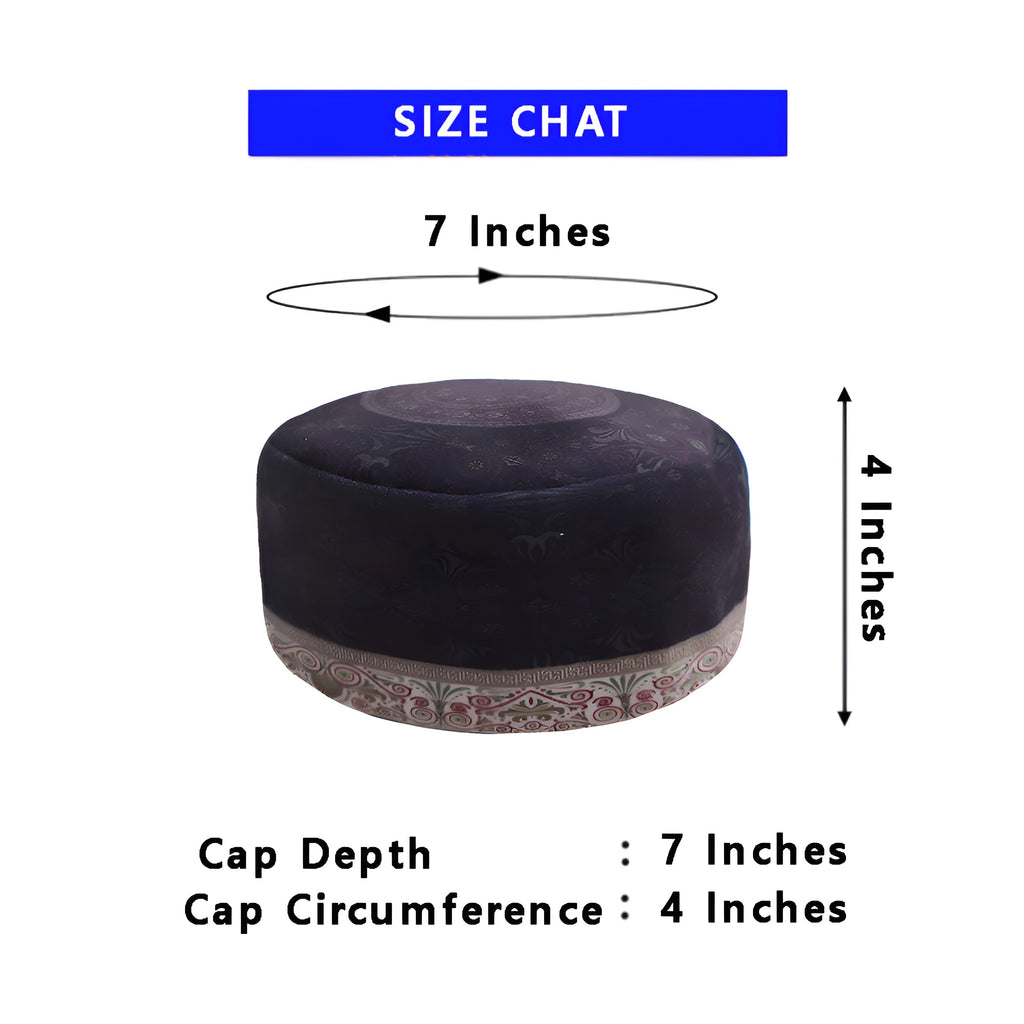 Zamzam Zarqun LLC Havenly Ham prayer cap topi, traditional Islamic prayer cap worn during religious activities, in white fabric