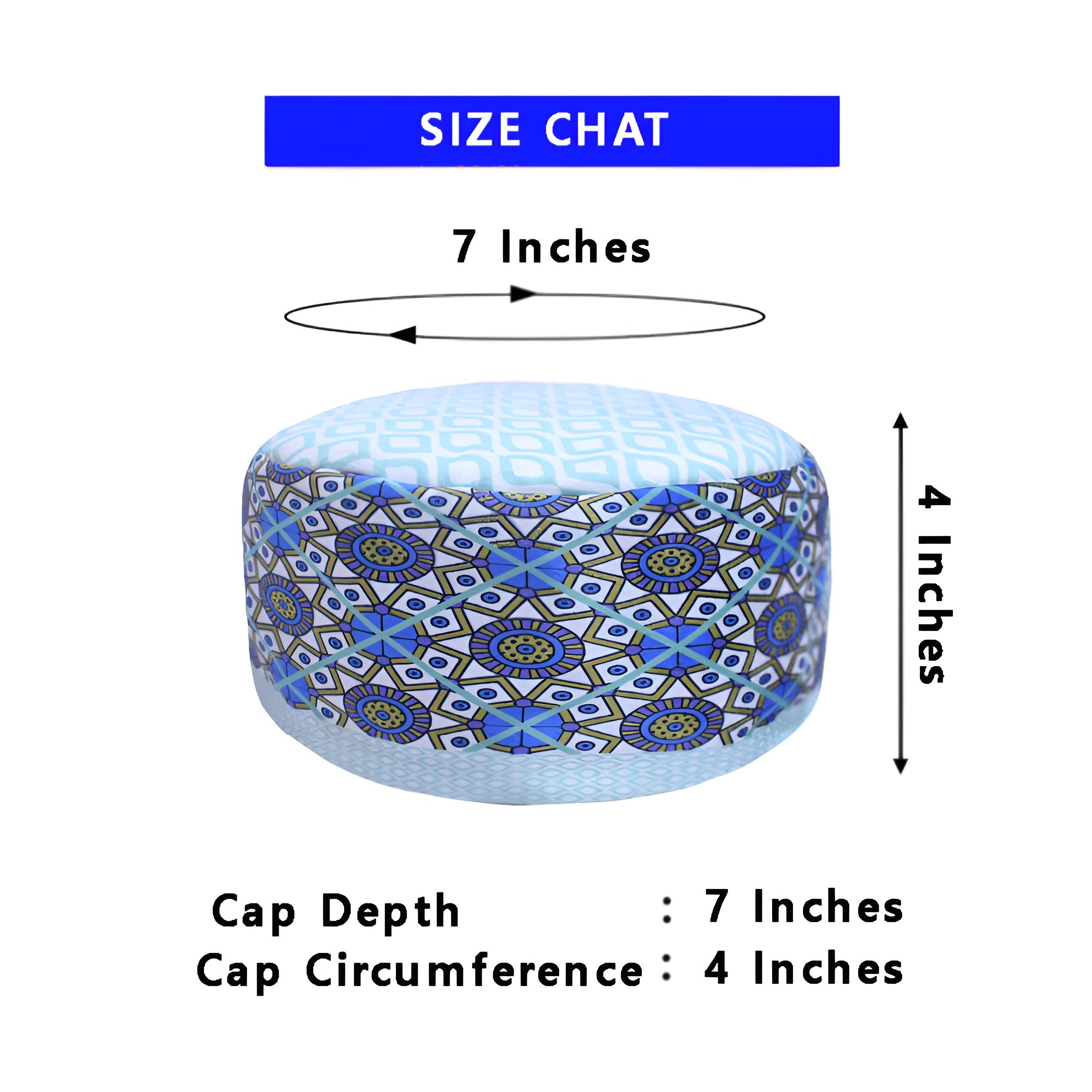 Sacred Kaaba prayer cap from Zamzam Zarqun LLC, a traditional Islamic prayer topi with intricate design, suitable for prayer.