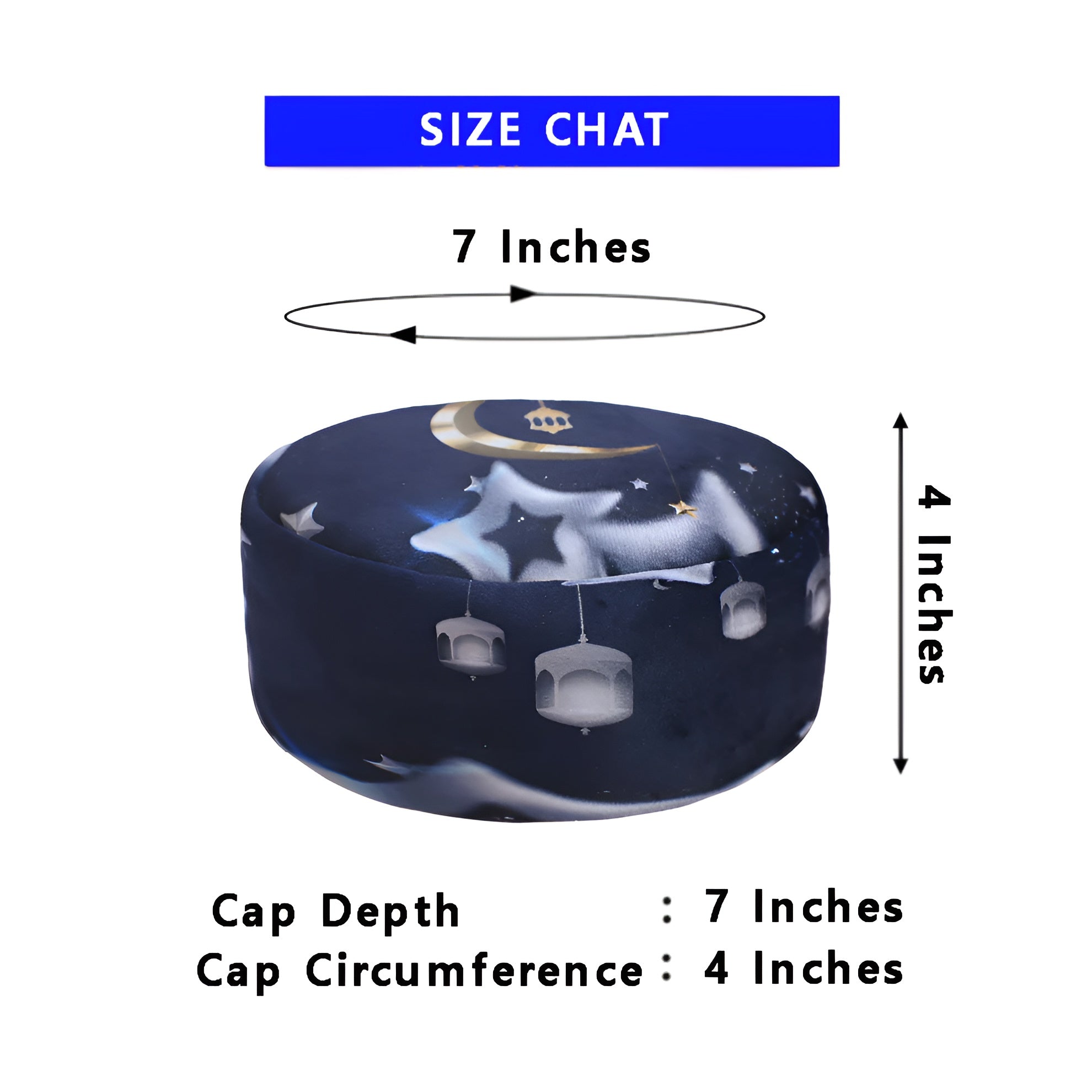 Zamzam Zarqun LLC Stellar Night Prayer Cap topi, a traditional Muslim prayer cap with intricate embroidery and comfortable fit.