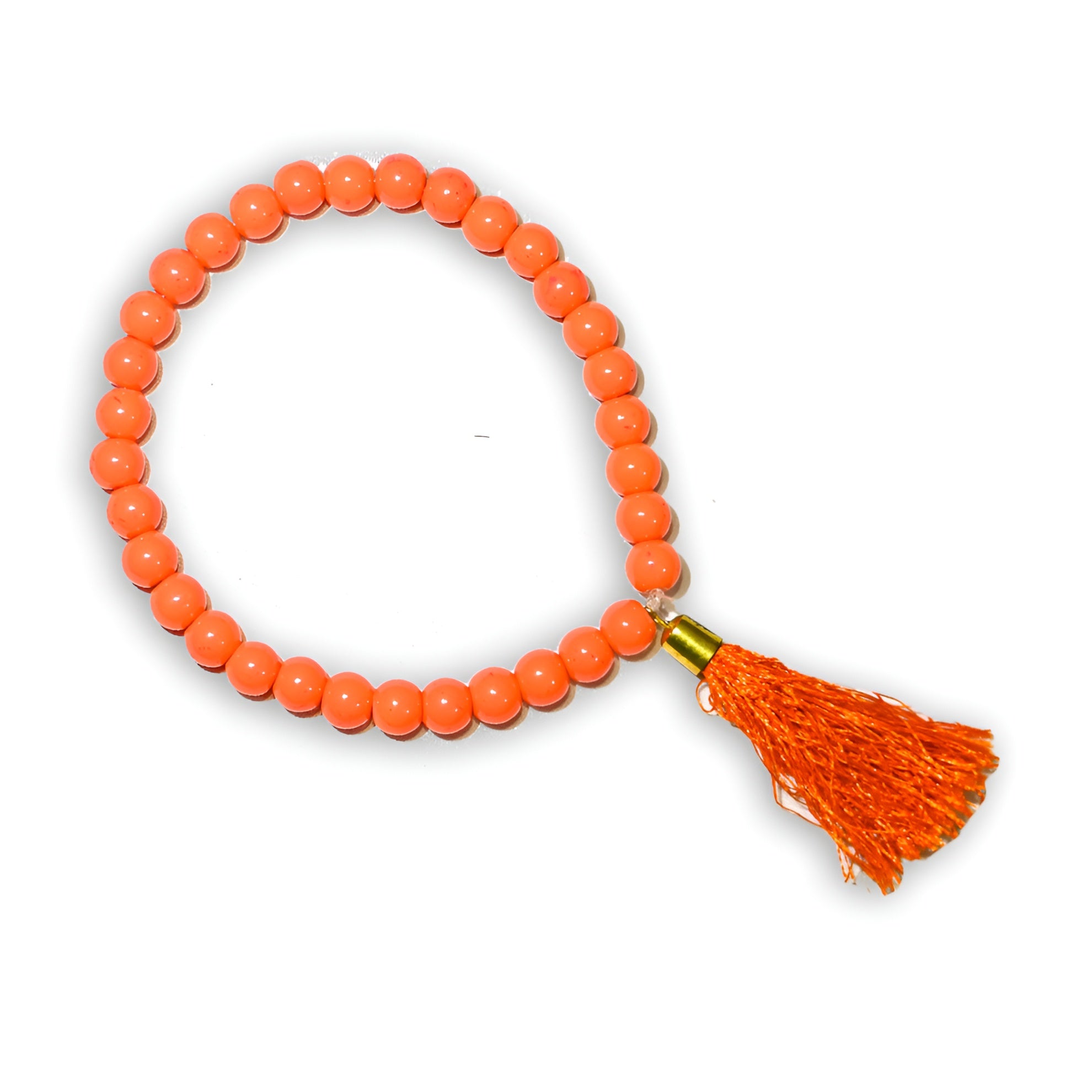 Zamzam Zarqun LLC prayer beads with intricate design, displayed alongside a patterned prayer mat on a neutral background.