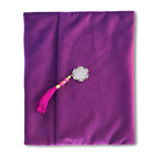 Purple velvet Quran set with cover by Zamzam Zarqun LLC, featuring a beautifully designed Quran Pak with intricate cover detailing.