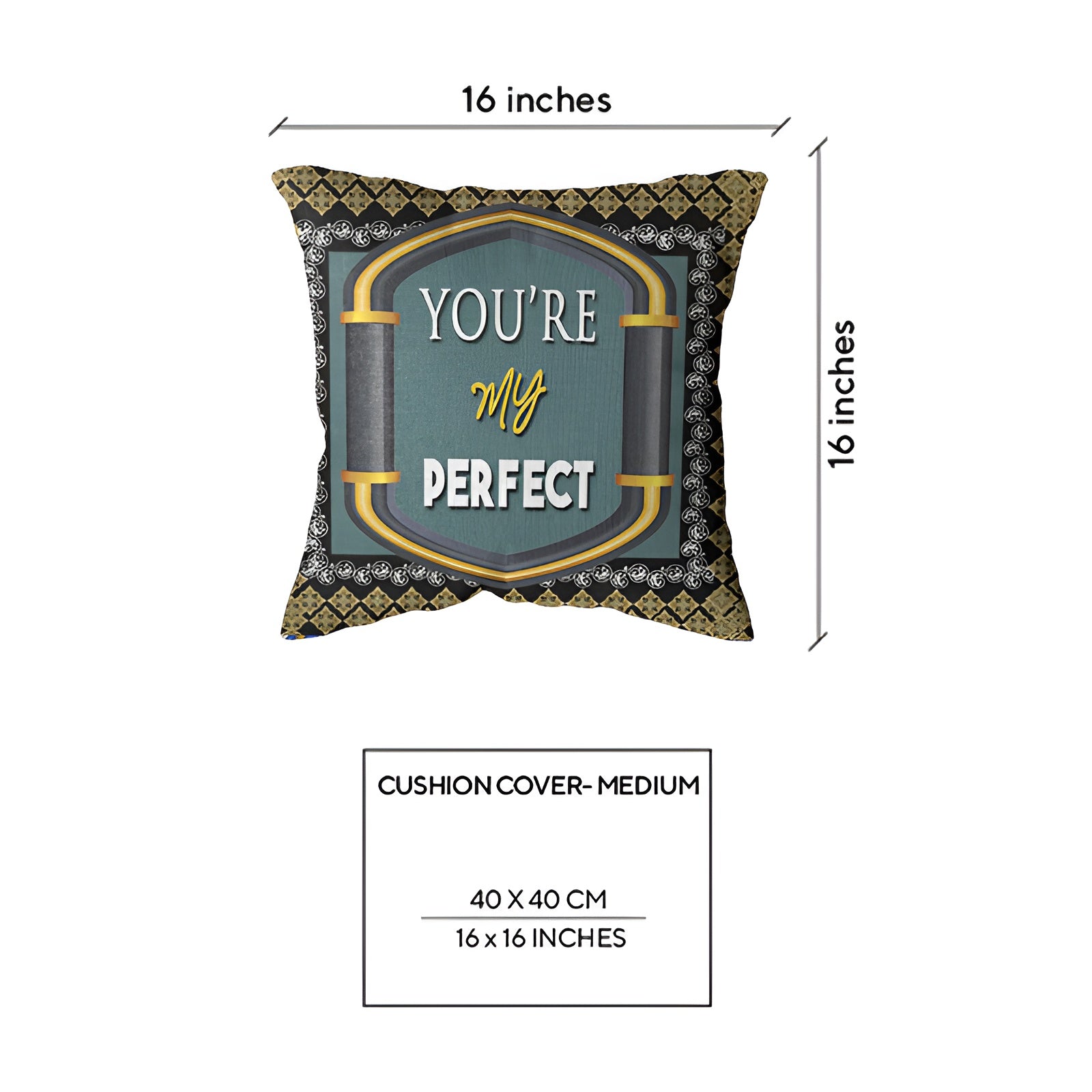 Decorative cushion cover featuring Mehrab-e-Makkah style with intricate Islamic patterns, designed by Zamzam Zarqun LLC.