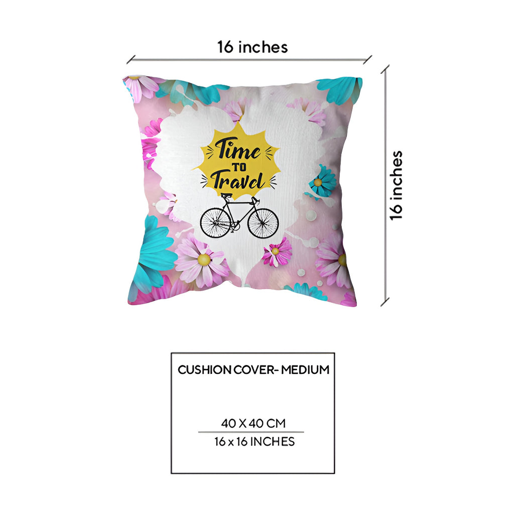 Decorative cushion cover featuring mosque and floral design, made by Zamzam Zarqun LLC, with intricate patterns and vibrant colors.
