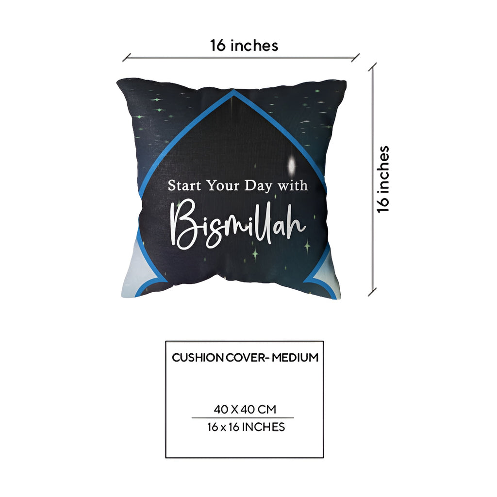 Serene Moonlight style cushion cover by Zamzam Zarqun LLC featuring elegant fabric and decorative design.