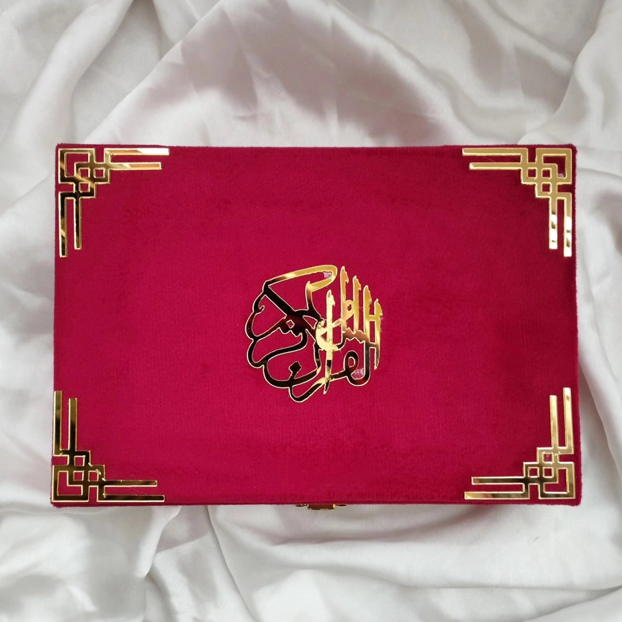 GLITTERING ROSES VELVET QURAN SET (WITH BOX STAND + BEADS)