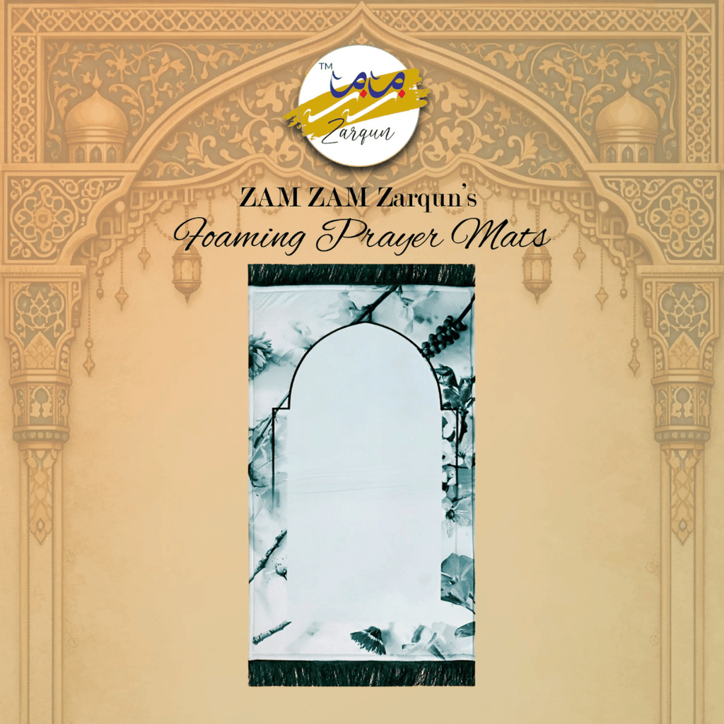 Foaming prayer mat for Tahajjud by Zamzam Zarqun LLC, featuring a comfortable foam surface with intricate design details.