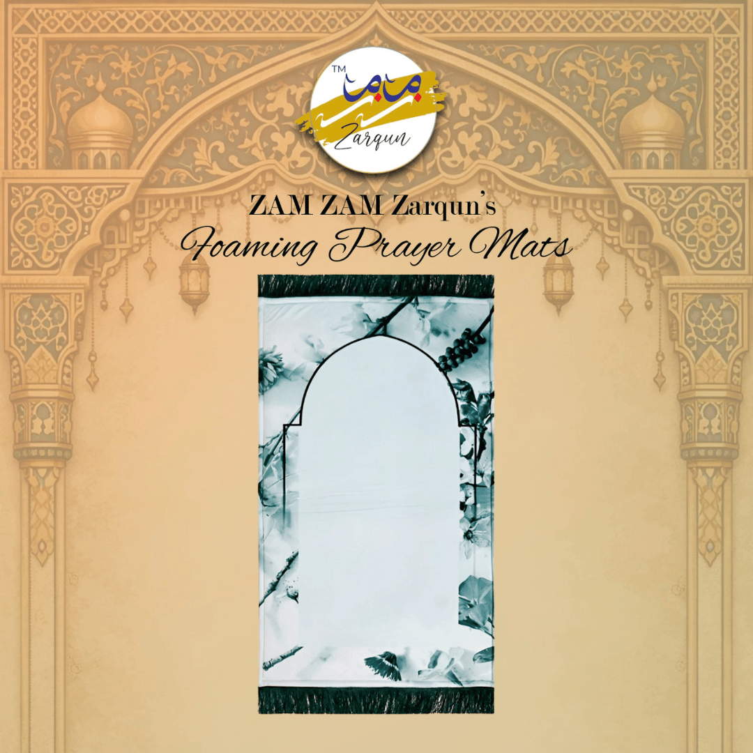 Foaming prayer mat for Tahajjud by Zamzam Zarqun LLC, featuring a comfortable foam surface with intricate design details.