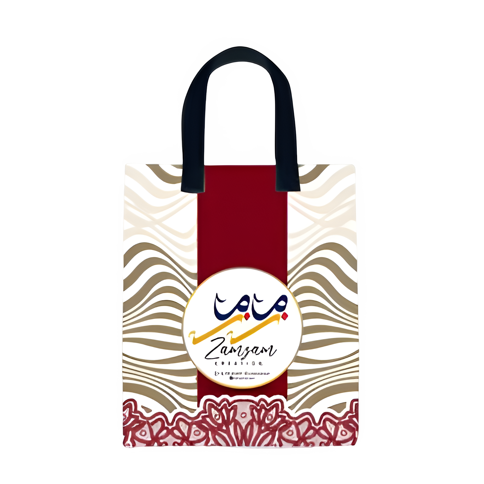 Scarlet Solace tote bag by Zamzam Zarqun LLC, featuring a vibrant red fabric with sturdy handles and spacious interior.